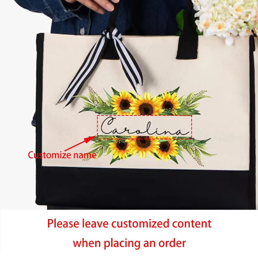 Personalized Sunflower Tote Bag | Gift for Mom, Teacher & Grandma