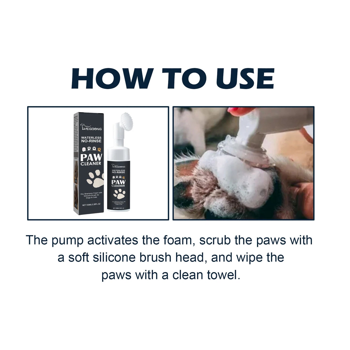 YEGBONG Waterless Dog Cat Paw Cleaner Foam | No-Rinse 100ml