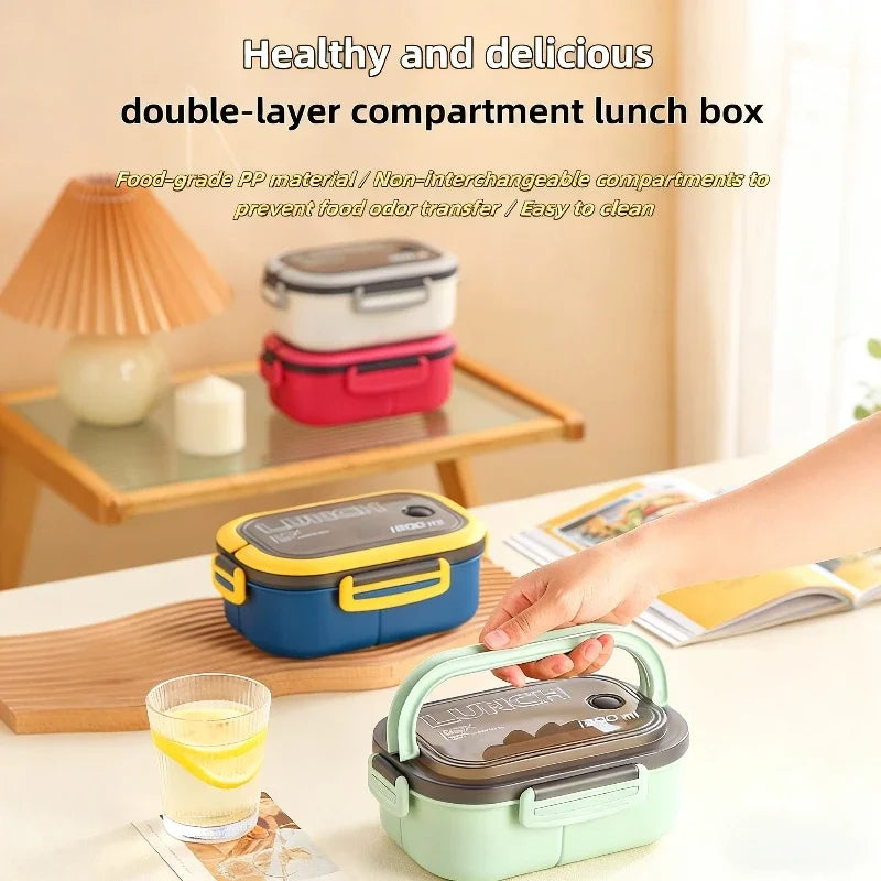 Double Layered Fruit Lunch Box Divided Into Compartments Microwave Oven Specifically Designed Office Workers To Reduce Body Fat Peaceful Pleasures Health and Wellness
