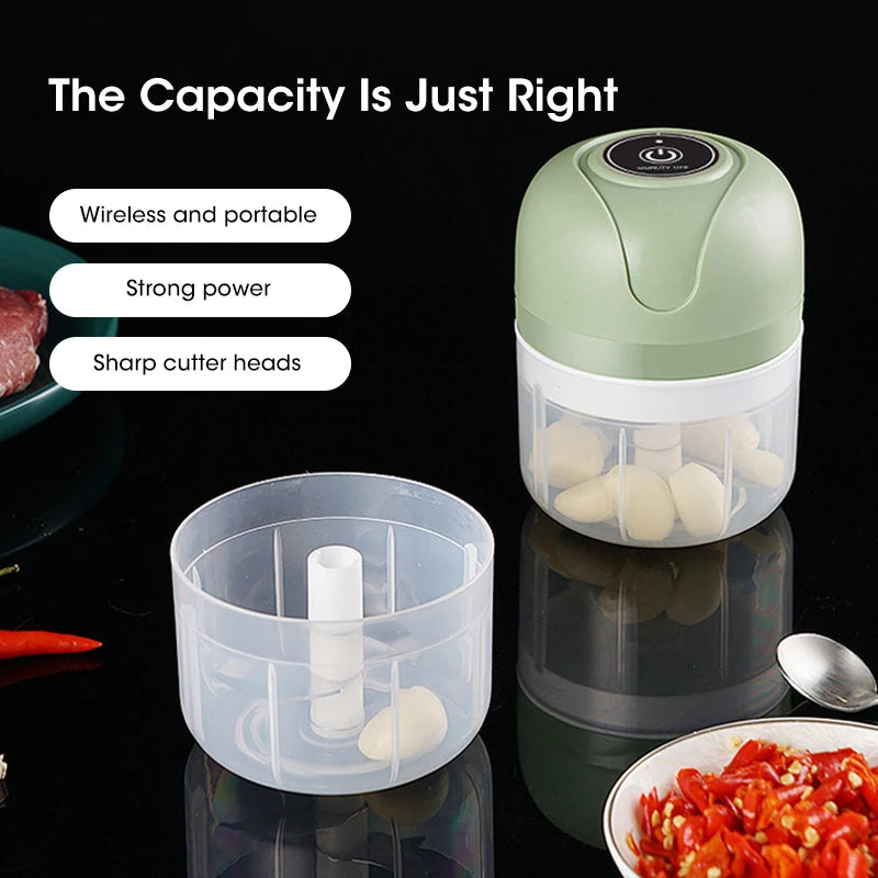 Mini Electric Garlic Chopper USB Garlic Masher Meat Grinder Ginger Vegetable Crusher Sturdy Durable Kitchenware Peaceful Pleasures Health and Wellness