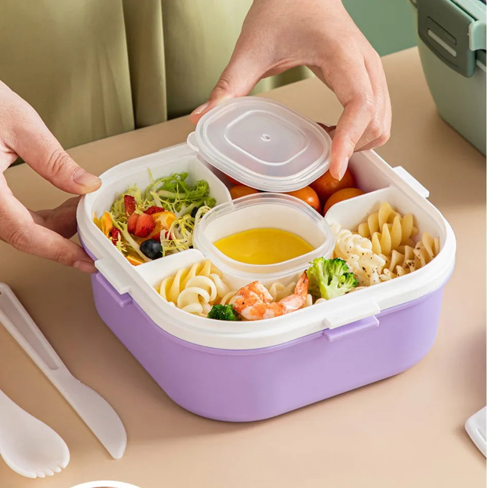 Thickened simple lunch box with lid, microwave-safe salad bowl for office workers and students. Peaceful Pleasures Health and Wellness