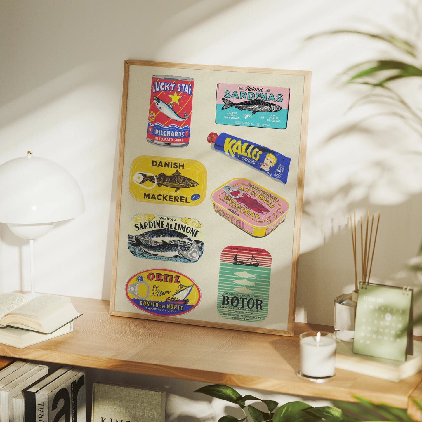 Minimalist Canned Fish Canvas Wall Art Print | Home Decor