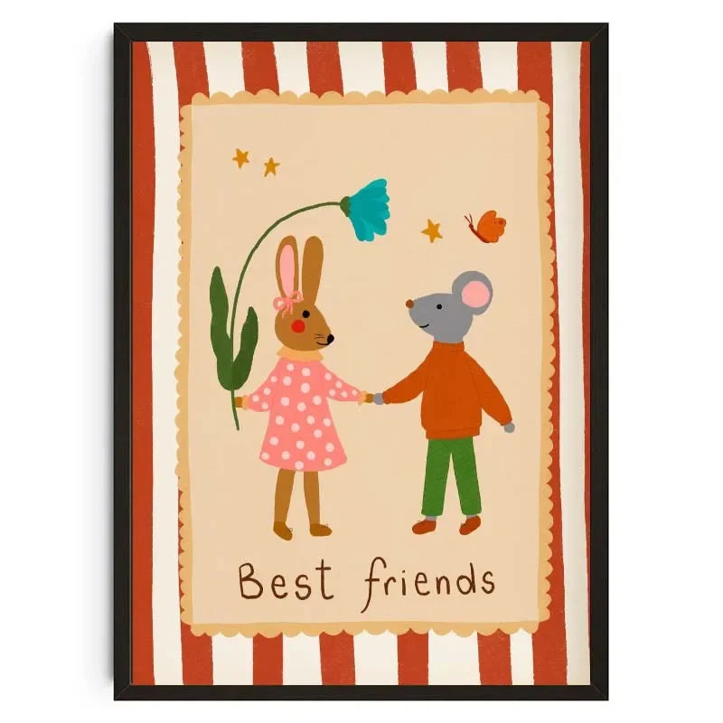 Animals Poster Prints Nordic Floral Bunnies Nursery Cool Bear Goose Wall Art Whimsical Rabbit Print for Kids Room Playroom Decor Peaceful Pleasures Health and Wellness 23 40x50cm Unframed