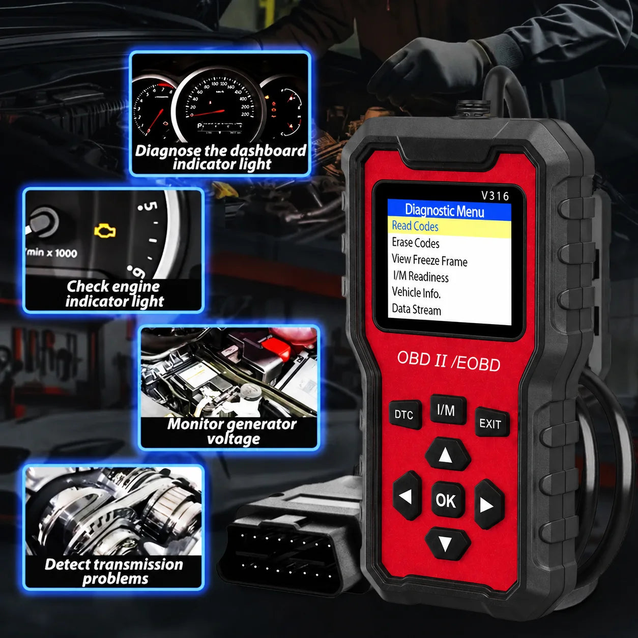 V316 OBD2 Scanner – Engine Code Reader & Battery Tester Peaceful Pleasures Health and Wellness