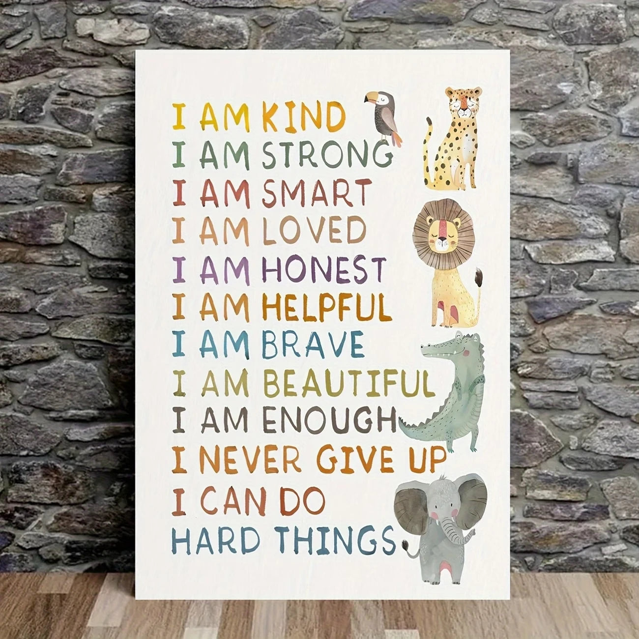 Colorful Animal Uplifting Quote Canvas Wall Art Print Poster