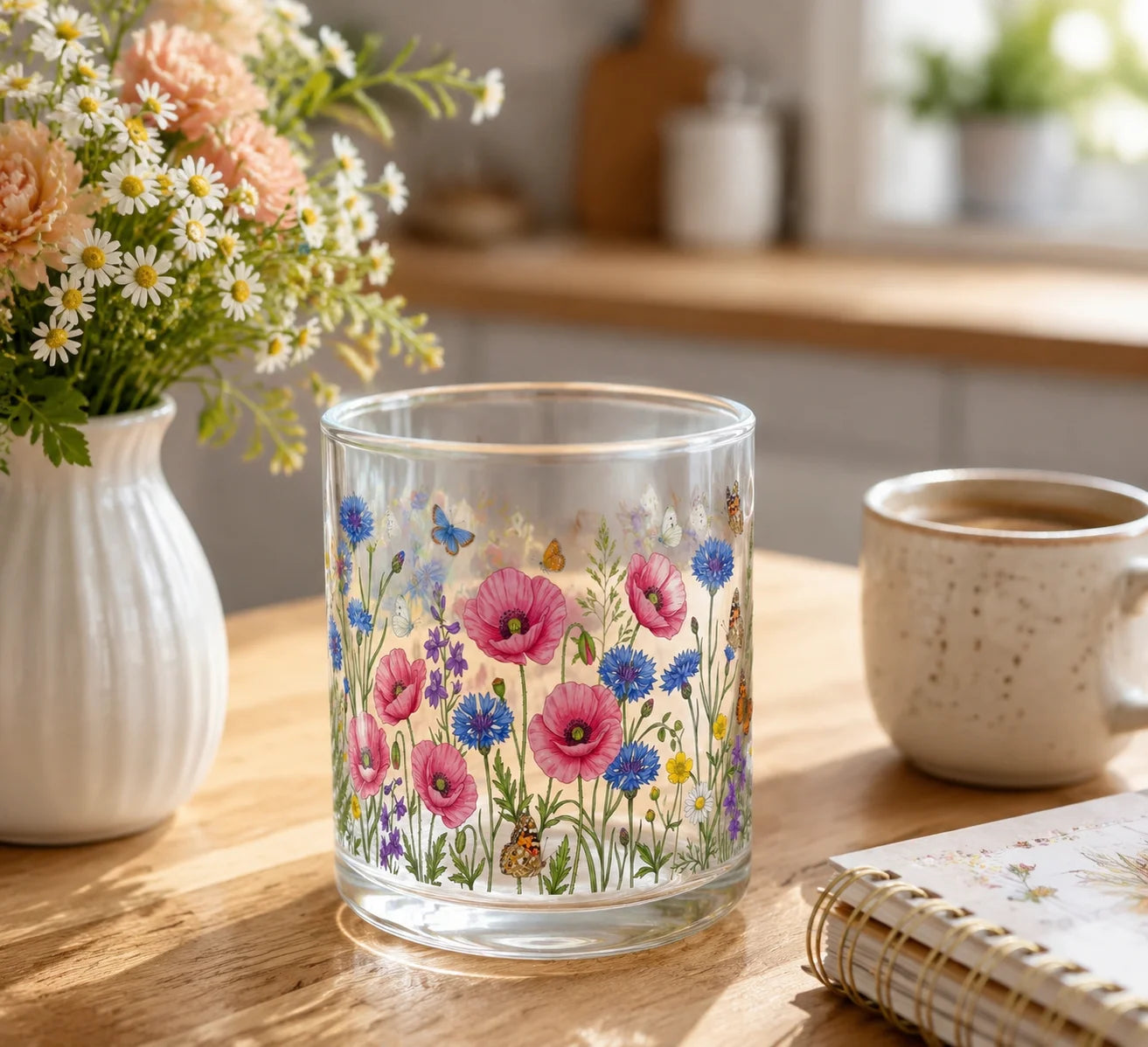 Watercolor Wildflower Butterfly Decal | Botanical Wall Sticker