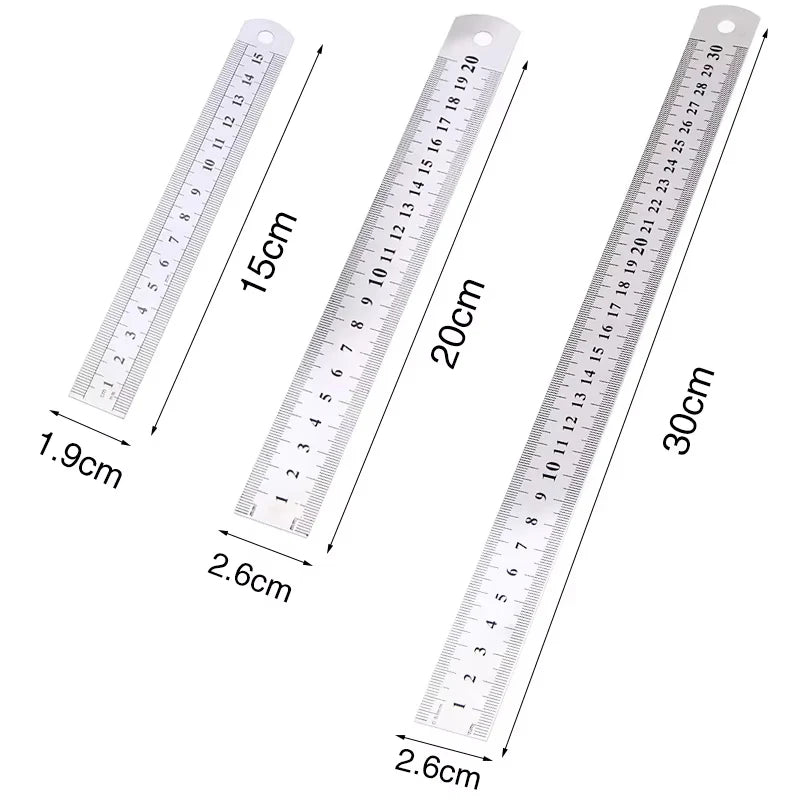 Stainless Steel Double-Sided Precision Straight Ruler – Metric