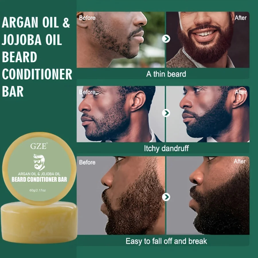 GZE Beard Wash & Conditioner Soap Set – Argan & Jojoba Oils Beard Wash & Conditioner Peaceful Pleasures Health and Wellness