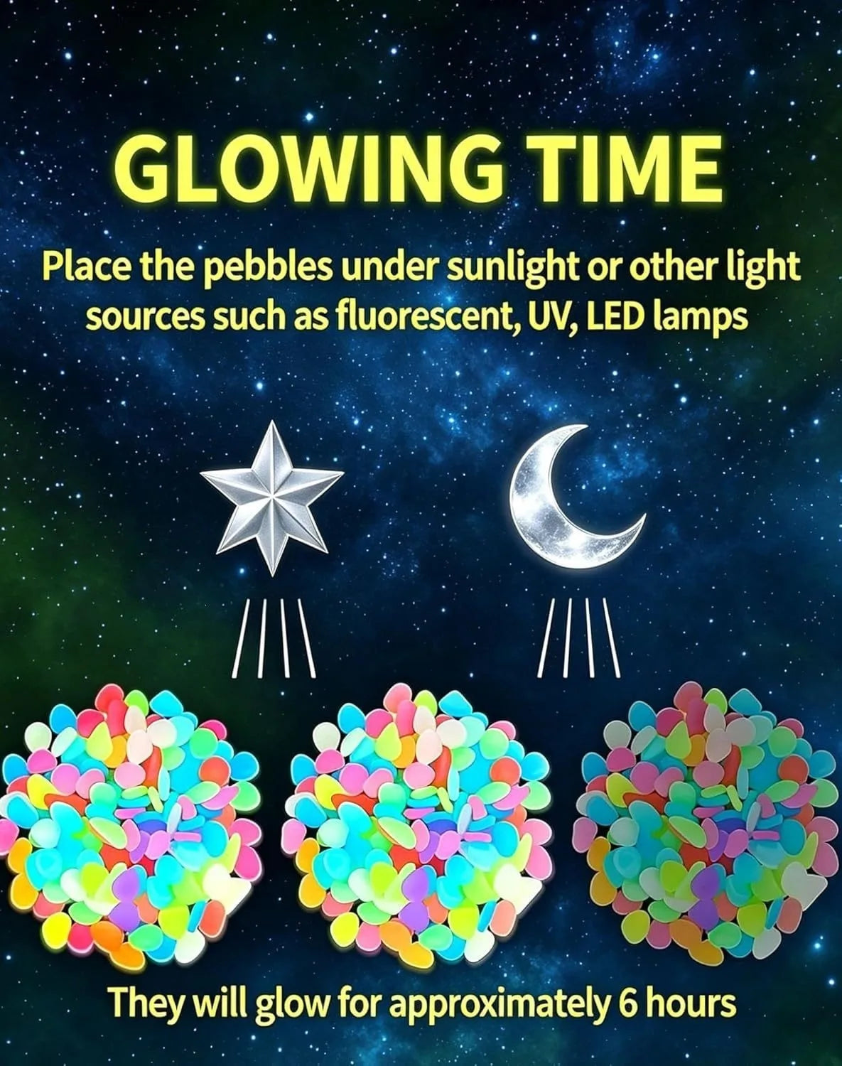 Glow in the Dark Decorative Pebbles | Garden & Aquarium Stones