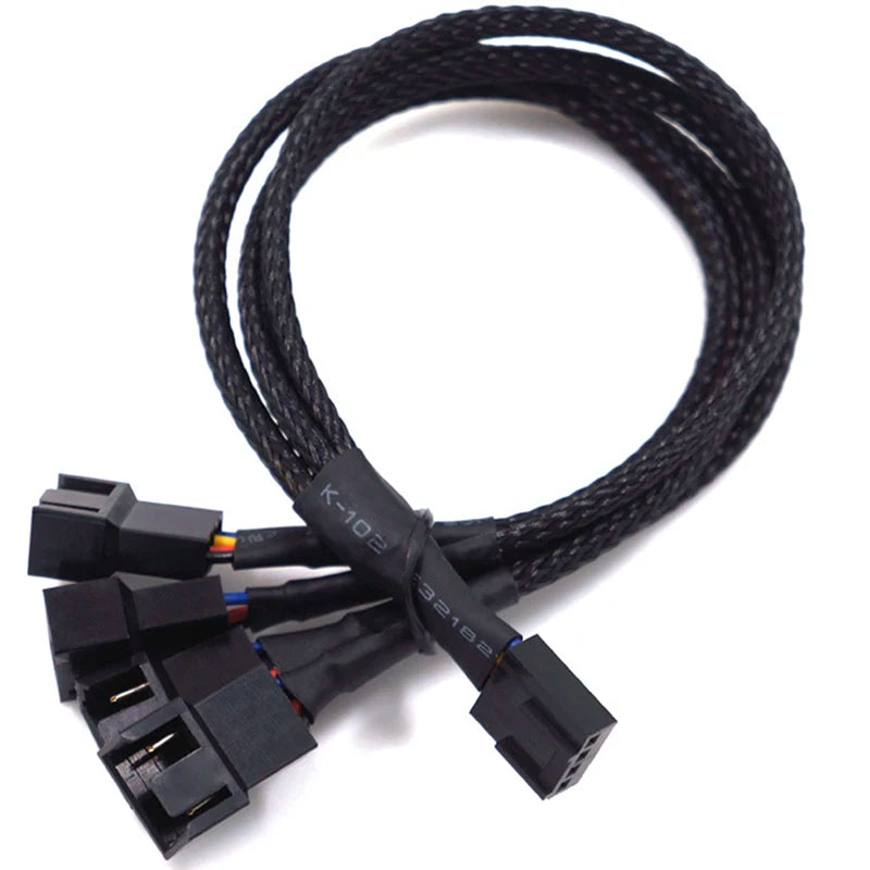 New 4 Pin Pwm Fan Cable 1 To 4/3/2/1 Ways Splitter Black Sleeved 27cm Extension Cable Connector Pwm Extension Cables Peaceful Pleasures Health and Wellness 1 in 4