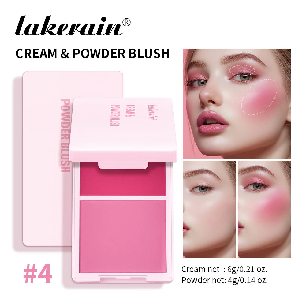 Cream&Powder Blush Palette Natural Long-lasting High Pigment Blush Makeup Contour Powder Beauty Peach Pink Korean Makeup Blush Peaceful Pleasures Health and Wellness