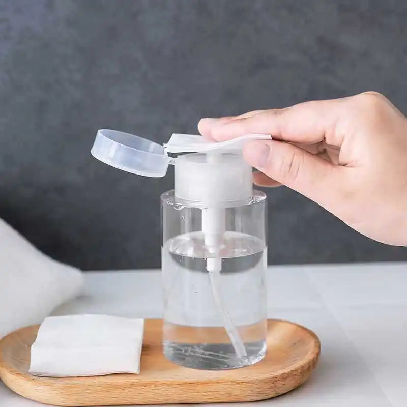 100/150/180/ML Nail Polish Refillable Press Pump Empty Bottles Clear Clean Pressure Remover Bottle Liquid Container Makeup Tool Peaceful Pleasures Health and Wellness 180ML