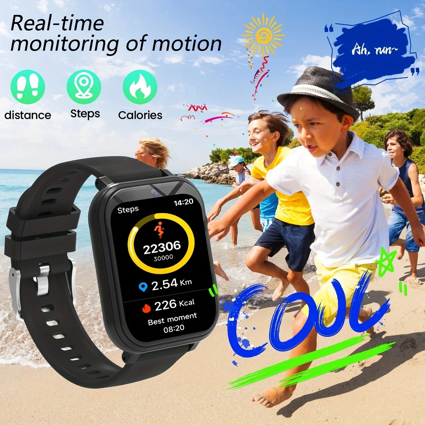 ERUN Kids Smart Watch – Camera, Steps Tracker & Colorful Bands