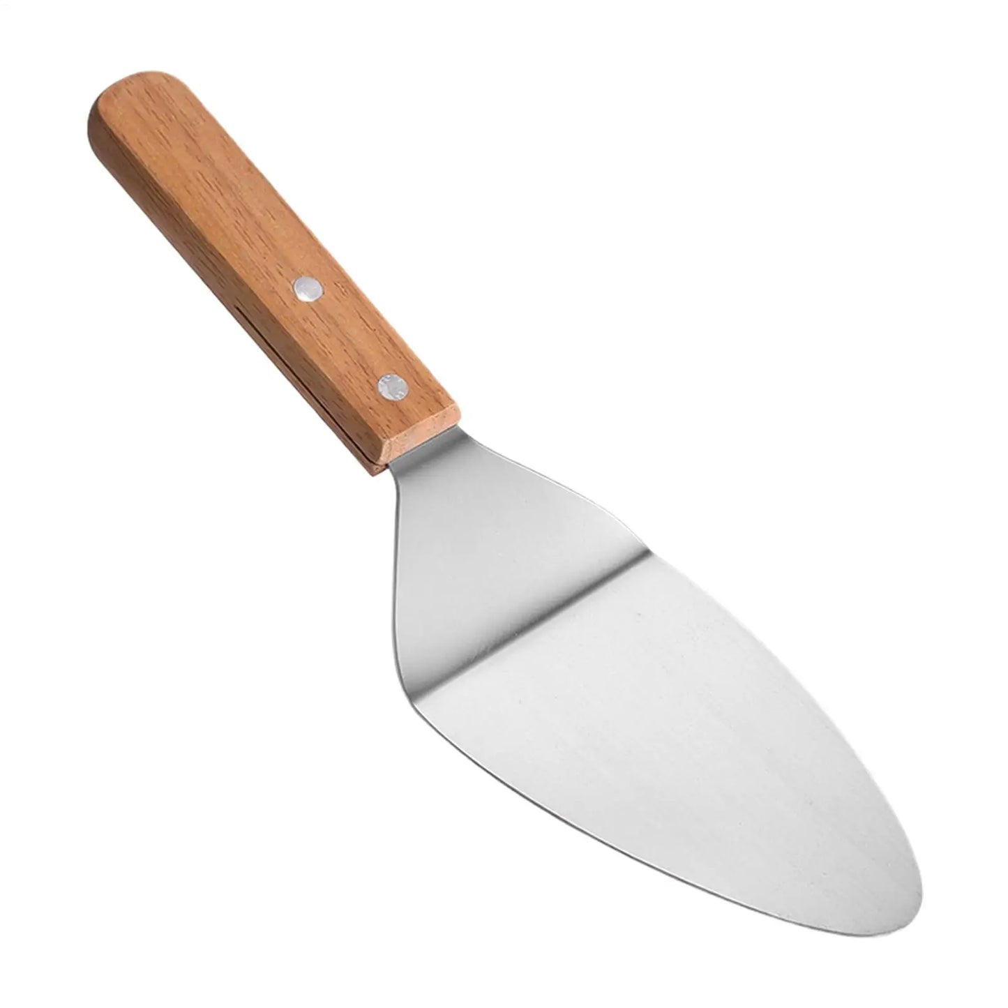 Stainless Steel Pizza Server & Cake Spatula | Wooden Handle