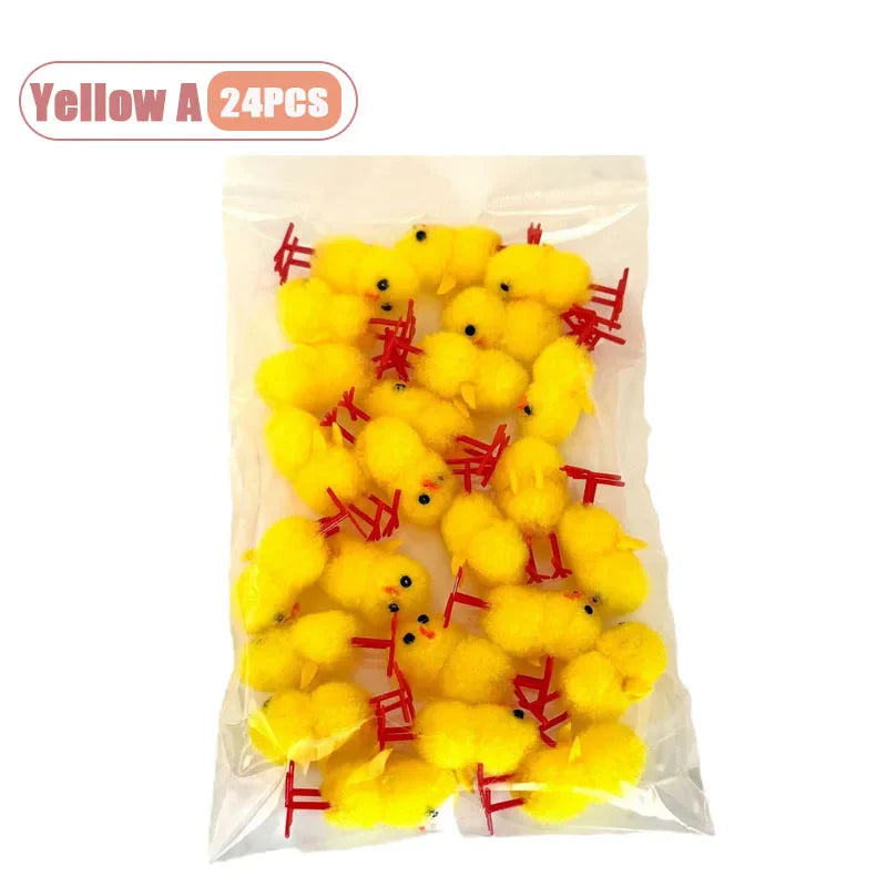 Mini Easter Chicks Flocked Figurines 24–216 PCS | Spring Decor