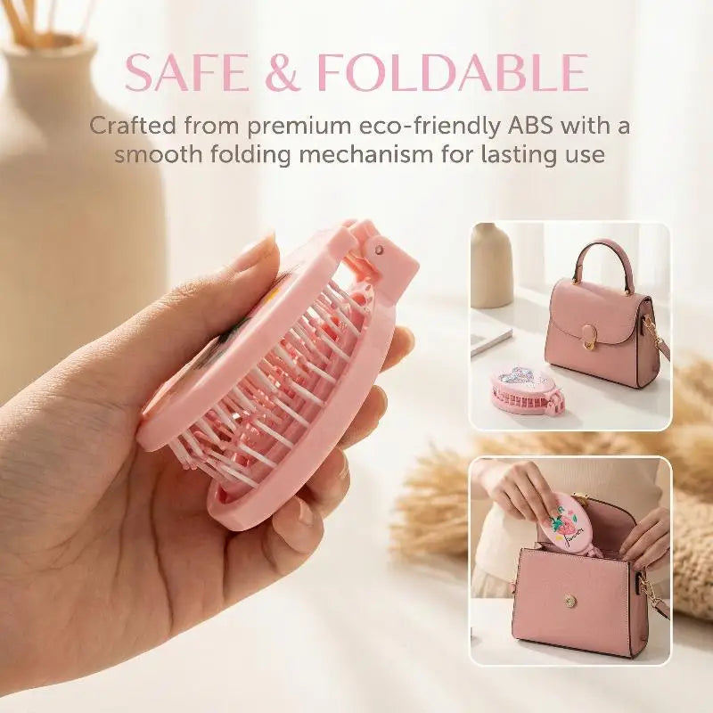 2 In1 Portable Folding Hair Comb With Mirror, Lightweight & Travel-Friendly Perfect Gift For Women & Girls Peaceful Pleasures Health and Wellness