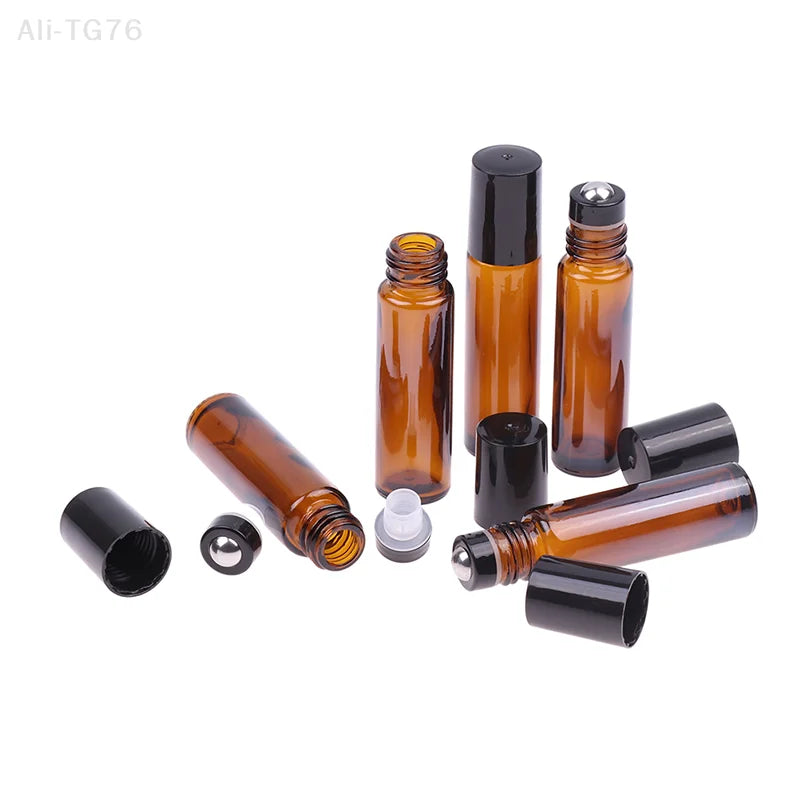 10ml Amber Glass Roll-On Bottle | Metal Roller Ball for Essential Oils