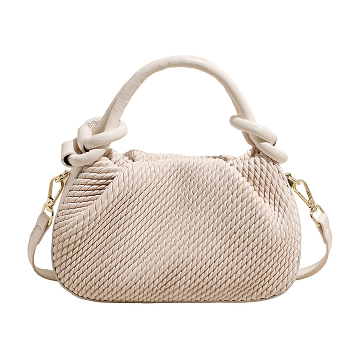 Women's Striped Handbag With Pleated Design Small Square Bag Lightweight And Stylish For Daily Use Peaceful Pleasures Health and Wellness Creamy white