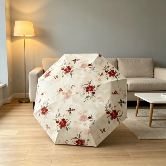 1pc Golden Hook Printed Sunny Umbrella Sunscreen Folding Umbrella for Women's Rain and Rain Use Peaceful Pleasures Health and Wellness