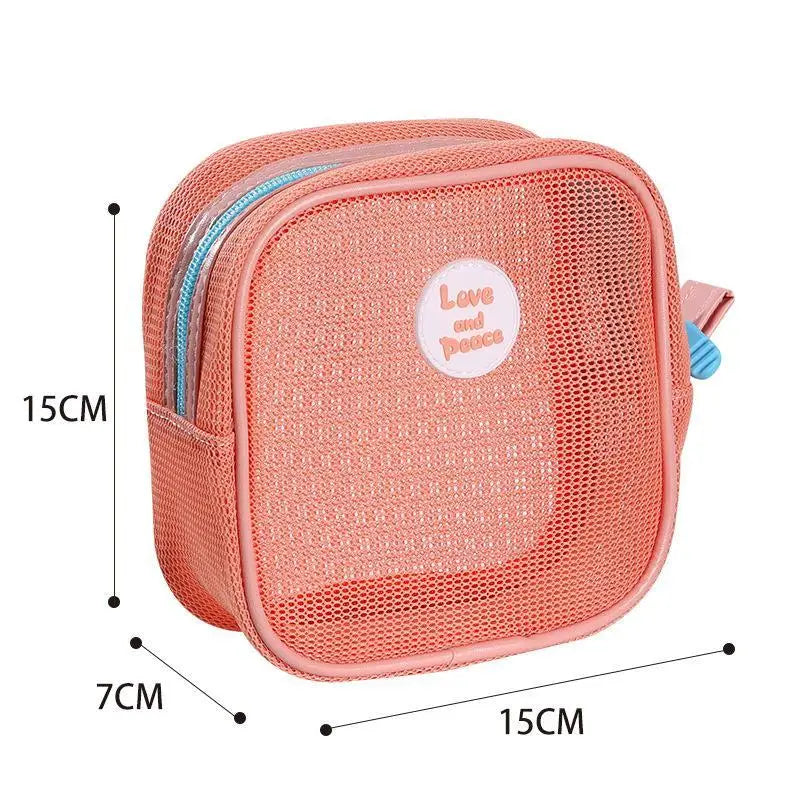 Portable Mesh Cosmetic Bag – Breathable Travel Makeup Pouch