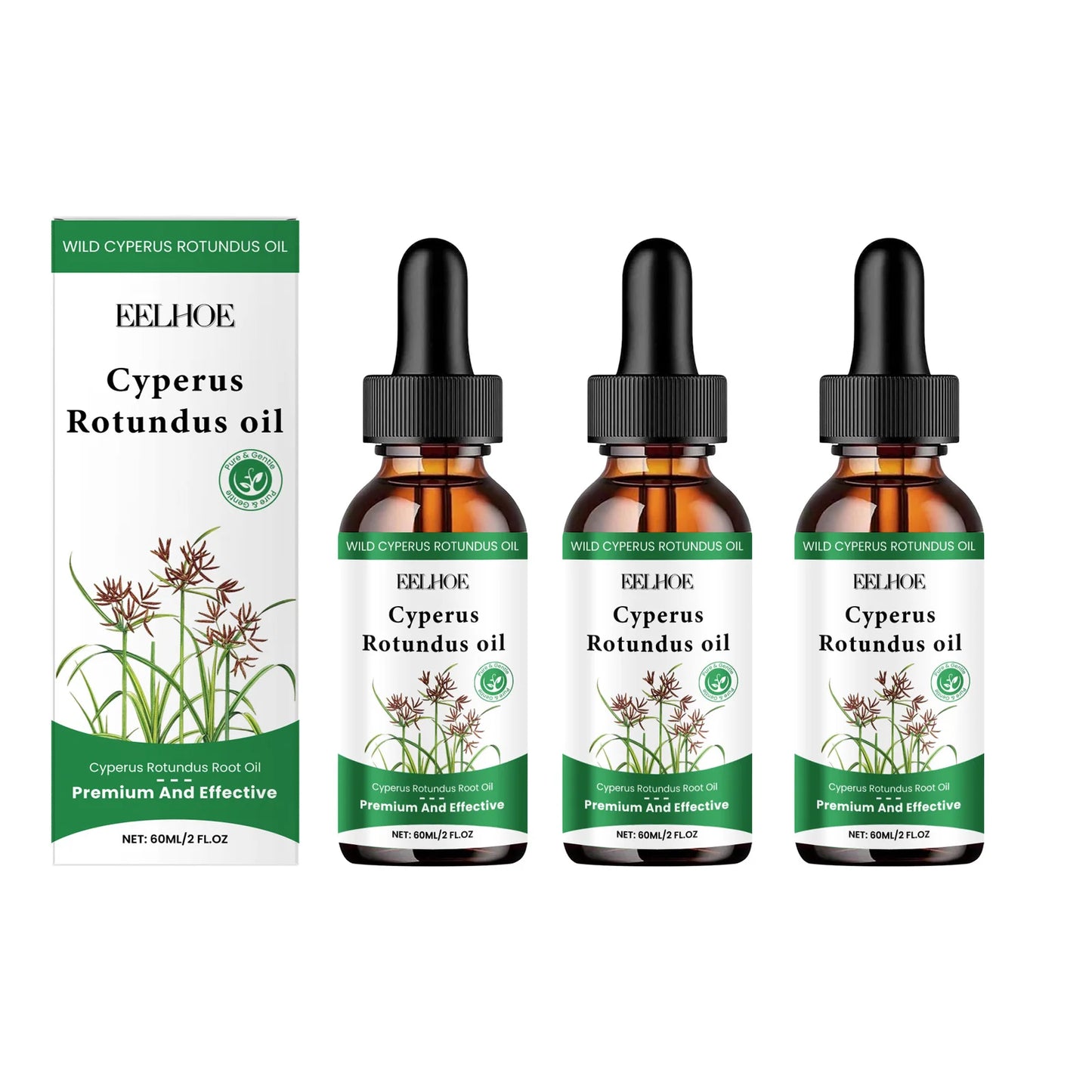 Cyperus Rotundus Essential Oil Moisturizing Smooth Inhibit Hair Growth Natural Ingredient Non-irritating Hair Removal Care Serum Peaceful Pleasures Health and Wellness 3 X 60ml Boxed