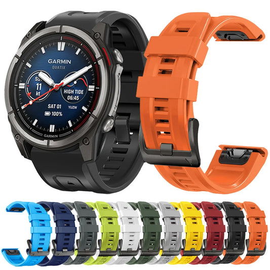 QuickFit 22mm 26mm Silicone Band for Garmin Fenix 8 Tactix Enduro