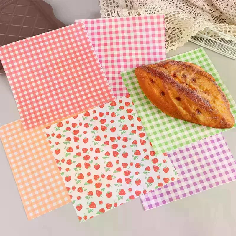 100Pcs Greaseproof Wax Paper Sheets | 7 Colors for BBQ & Picnic Food Wrapping Paper Peaceful Pleasures Health and Wellness