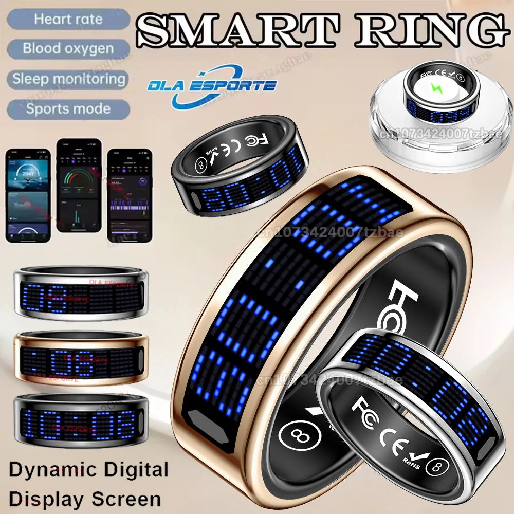 New Smart Ring 2025 Display Screen Gestures Control Video 5ATM Waterproof Remote Camera Blood Oxygen Monitor Multi Sports Mode Peaceful Pleasures Health and Wellness