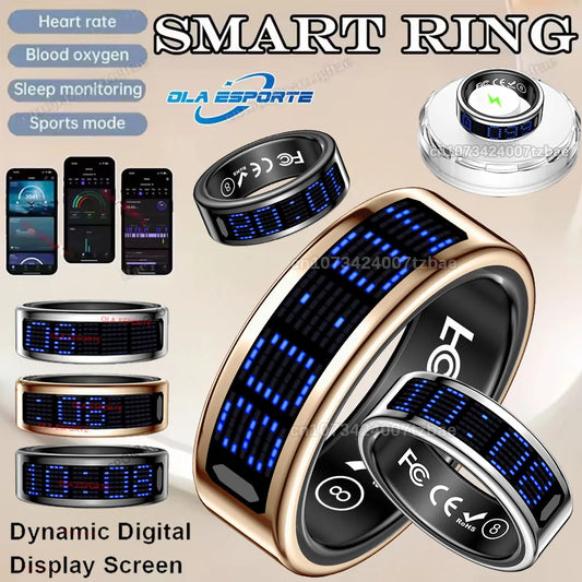 New Smart Ring 2025 Display Screen Gestures Control Video 5ATM Waterproof Remote Camera Blood Oxygen Monitor Multi Sports Mode Peaceful Pleasures Health and Wellness
