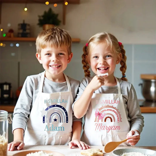 Personalized Kids Bismillah Apron | Ramadan Eid Islamic Gift Personalized Kids Apron Peaceful Pleasures Health and Wellness