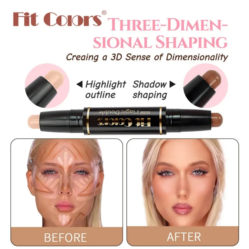 Double-Head Highlighter & Concealer Contour Stick – Waterproof