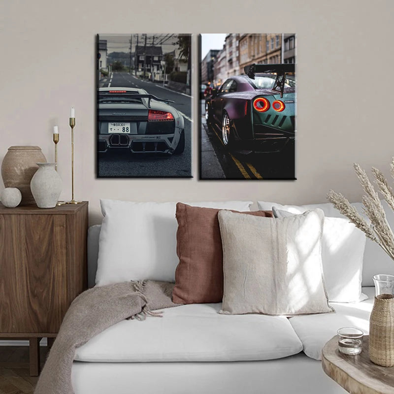 Sports Car Canvas Wall Art | Modern Unframed Poster Print