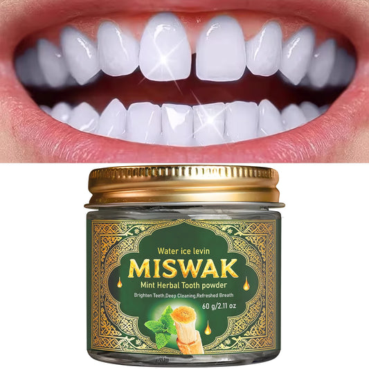 MISWAK Mint Herbal Tooth Powder | Charcoal & Hyaluronic Acid Herbal Tooth Powder Peaceful Pleasures Health and Wellness