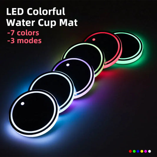 LED Car Cup Holder Light – 7 Colors, 3 Modes, USB Rechargeable LED Cup Holder Light Oasis Select 4PCS