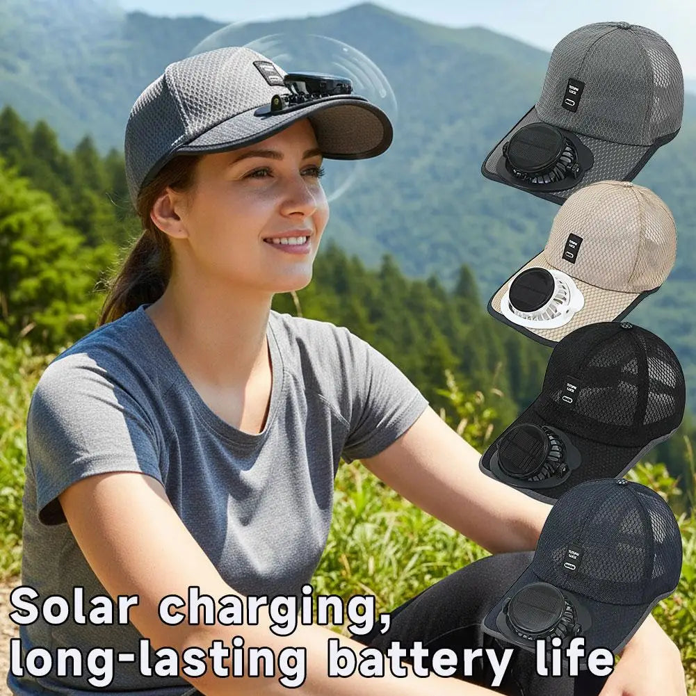 Solar Fan Baseball Cap – USB Rechargeable Mesh Sun Hat