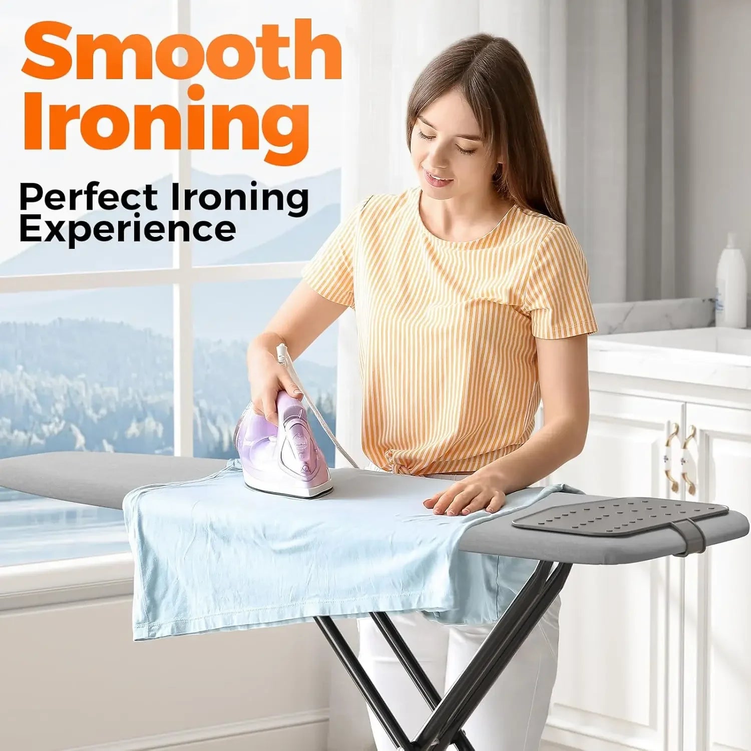 Compact Foldable Ironing Board with Heat Resistant Cover, Adjustable Height, Space Saver Design Peaceful Pleasures Health and Wellness