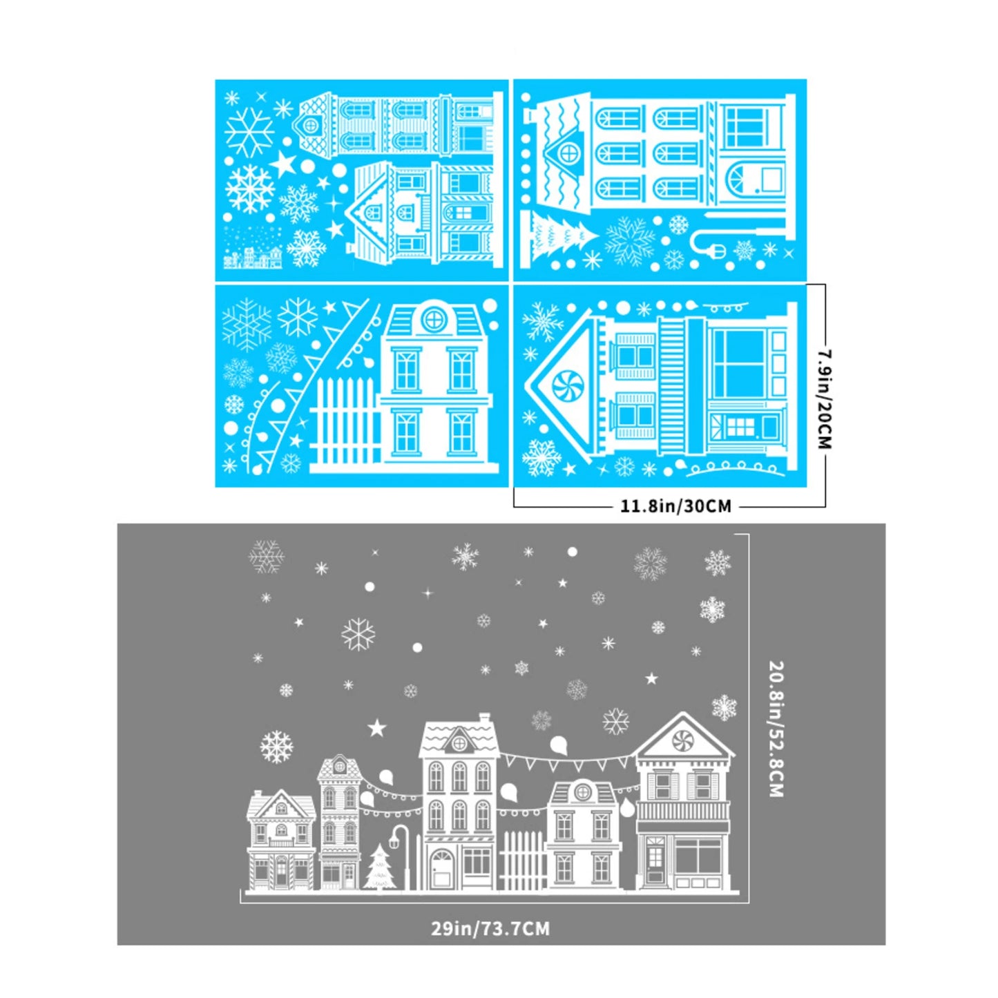 Christmas Static Window Clings – Elk, Snowflake & Xmas Tree PVC