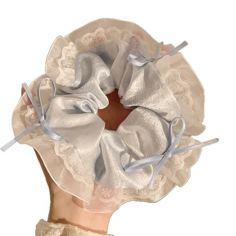 Cream Style Hair Accessory Lace Satin Bow Headband Peaceful Pleasures Health and Wellness