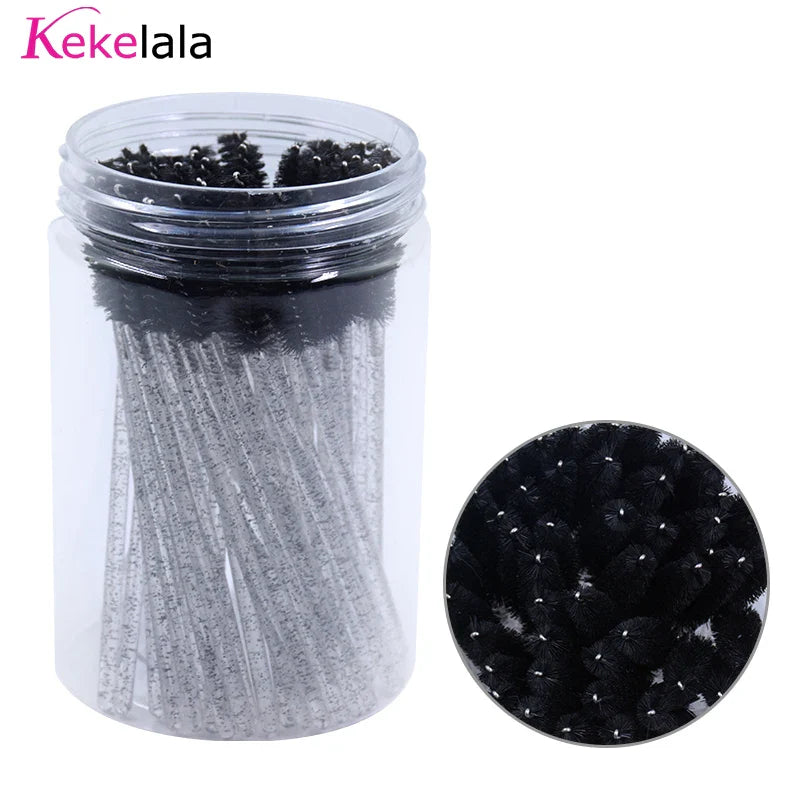 50pc Disposable Mascara Wands & Spoolie Brushes in Bottle