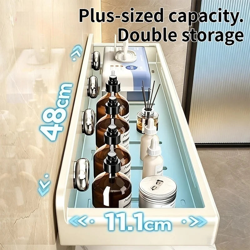 No-Drill Suction Cup Bathroom Wall Shelf & Shampoo Rack