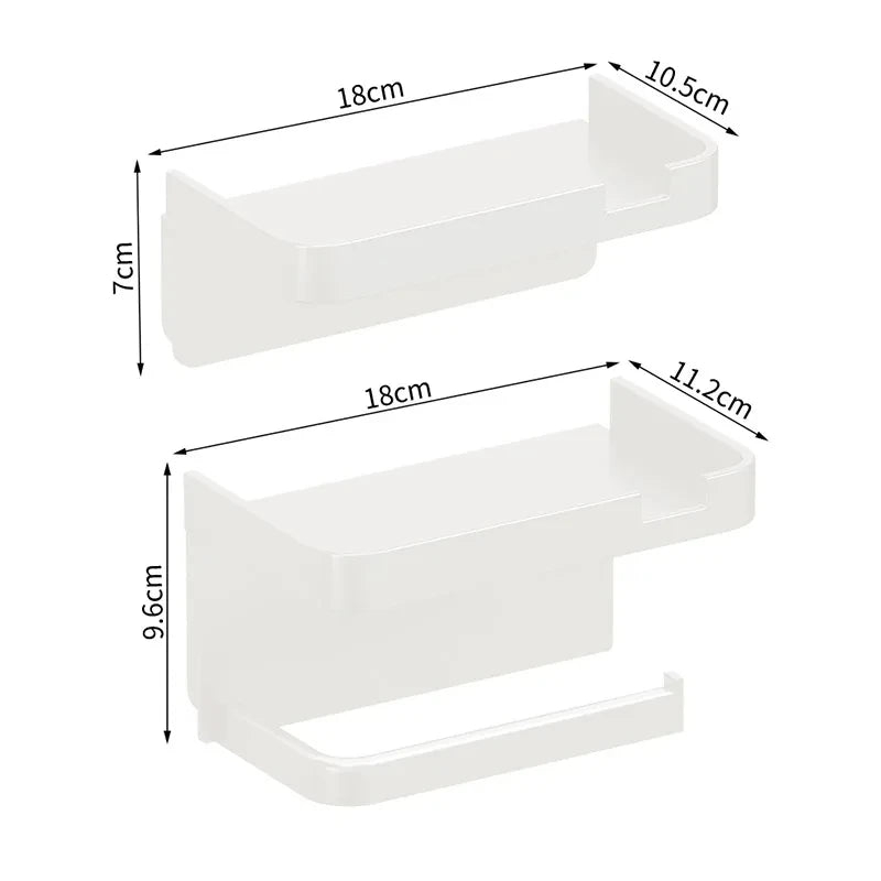 Wall-Mount Bathroom Toilet Paper Holder & Storage Rack