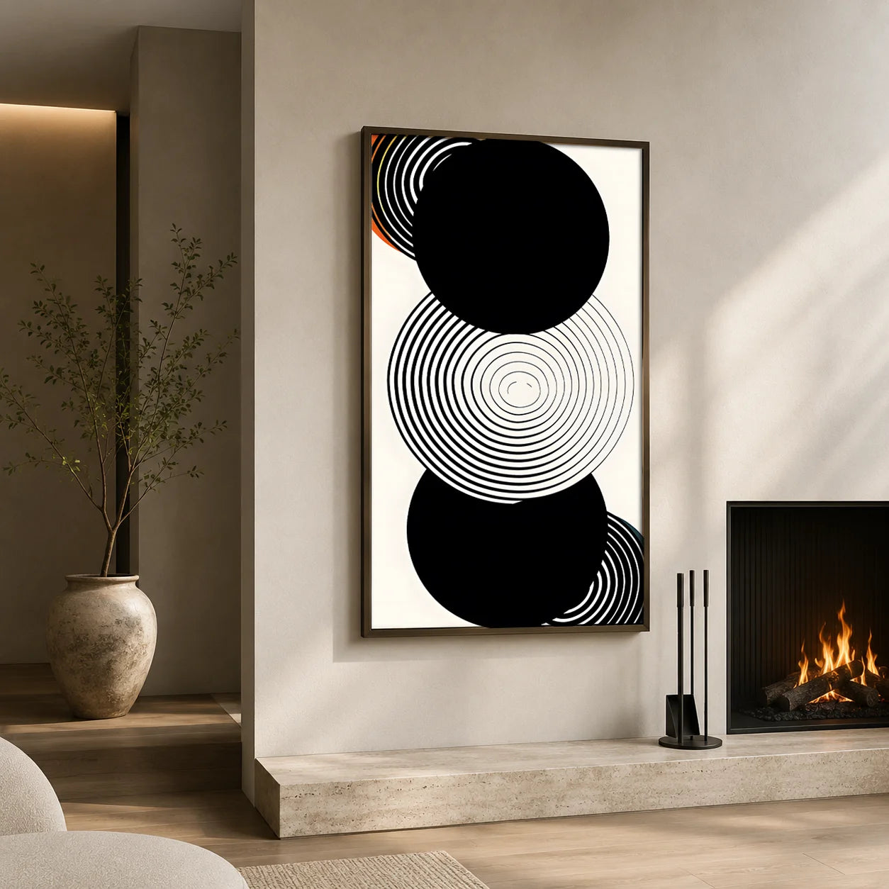Abstract Wall Art Black and White Geometric Canvas Painting Modern Style Poster Prints for Lliving Room Wall Decor Peaceful Pleasures Health and Wellness