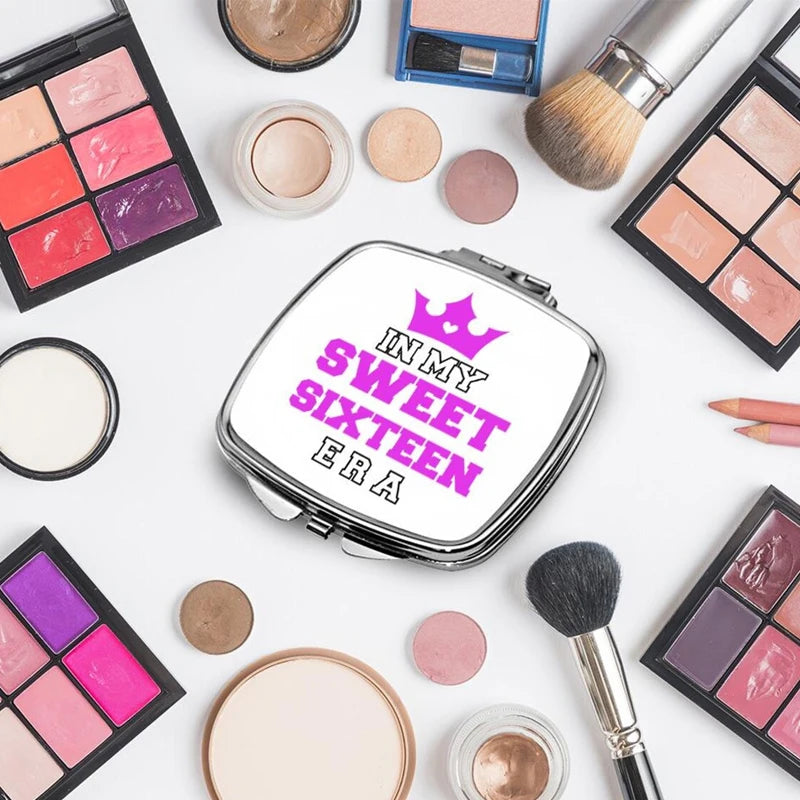 Sweet Sixteen Era Compact Mirror | 16th Birthday Gift for Girls Compact Mirror Peaceful Pleasures Health and Wellness