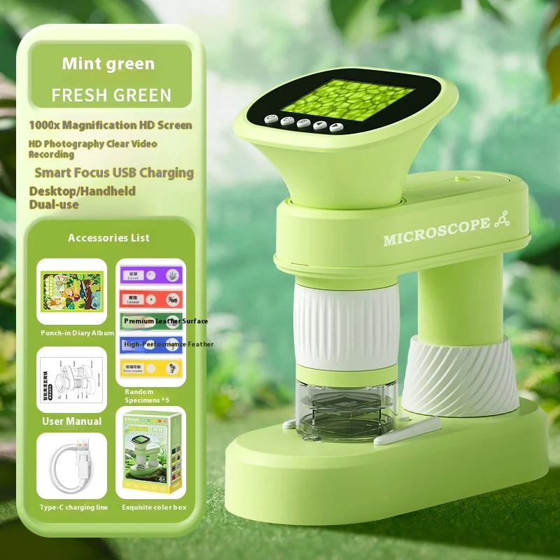Optical Electron Microscope Professional Grade Children's Hd Microscope Portable Handheld Scientific Experiment Peaceful Pleasures Health and Wellness