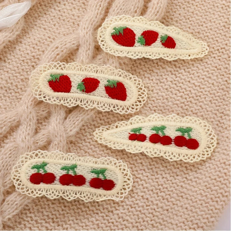 4pcs Strawberry & Cherry Hair Clips – Cute College Style Peaceful Pleasures Health and Wellness