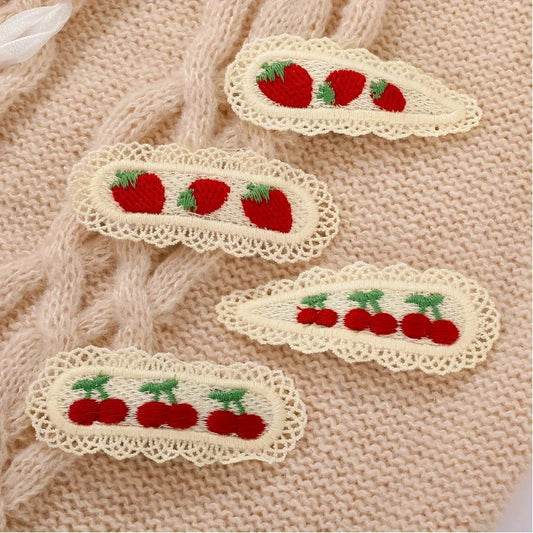 4pcs Strawberry & Cherry Hair Clips – Cute College Style Peaceful Pleasures Health and Wellness