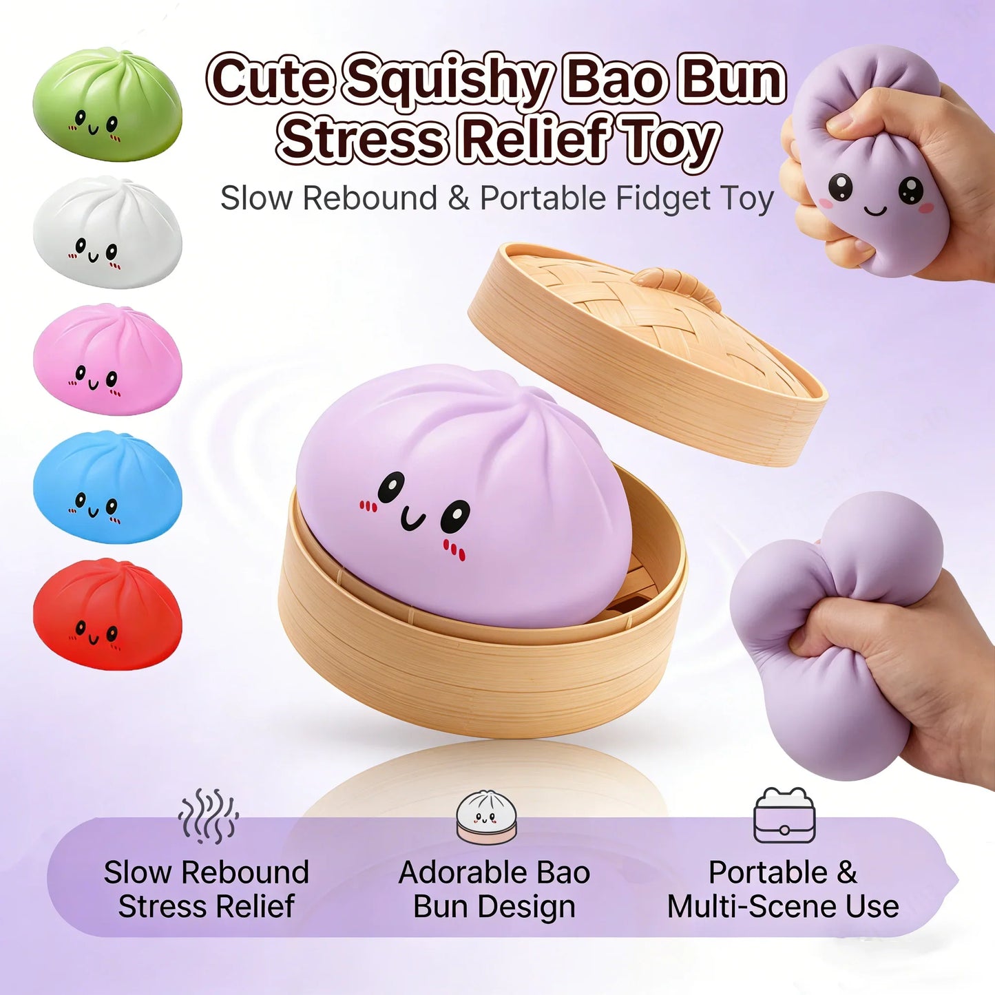 Kawaii Dumpling Squishy Toy – Slow Rising Squeeze Desk Decor