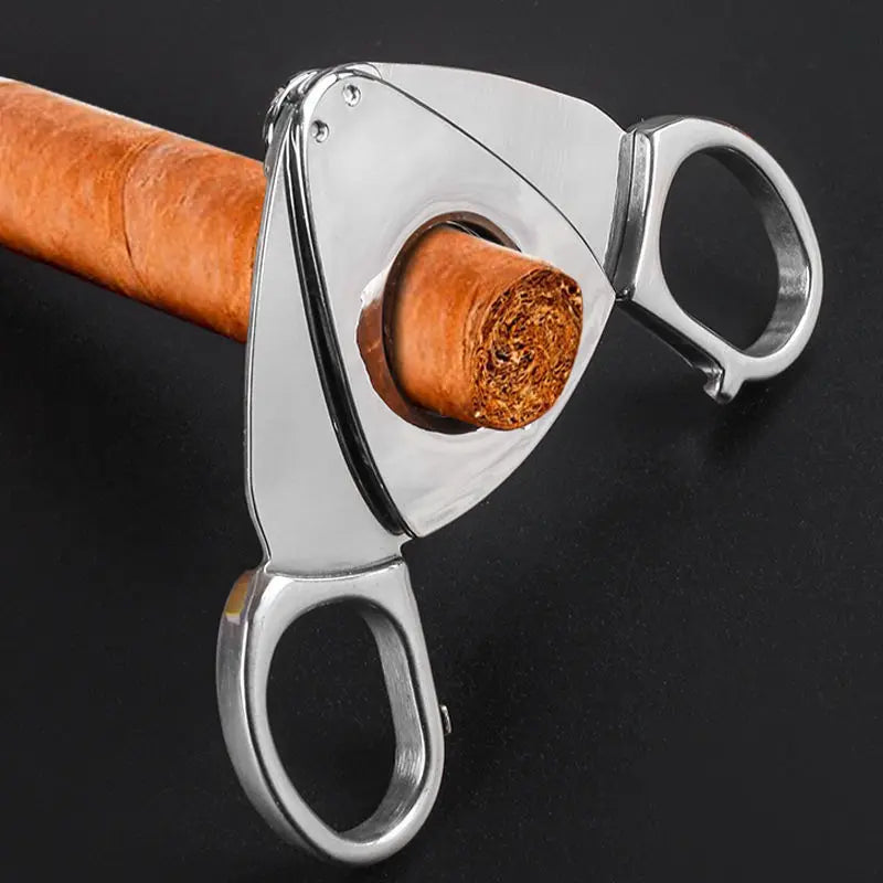 Stainless steel cigar clippers, hand-held, with sharp cigar blades. Special clippers for Cuban cigars, portable Peaceful Pleasures Health and Wellness