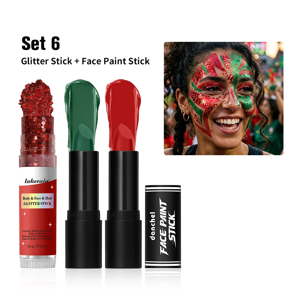 Face Paint Stick Set Multiple National Flag Color Safe Non-Toxic High Pigment Body Paint Stick for Halloween Cosplay Sport Event Peaceful Pleasures Health and Wellness Portugal