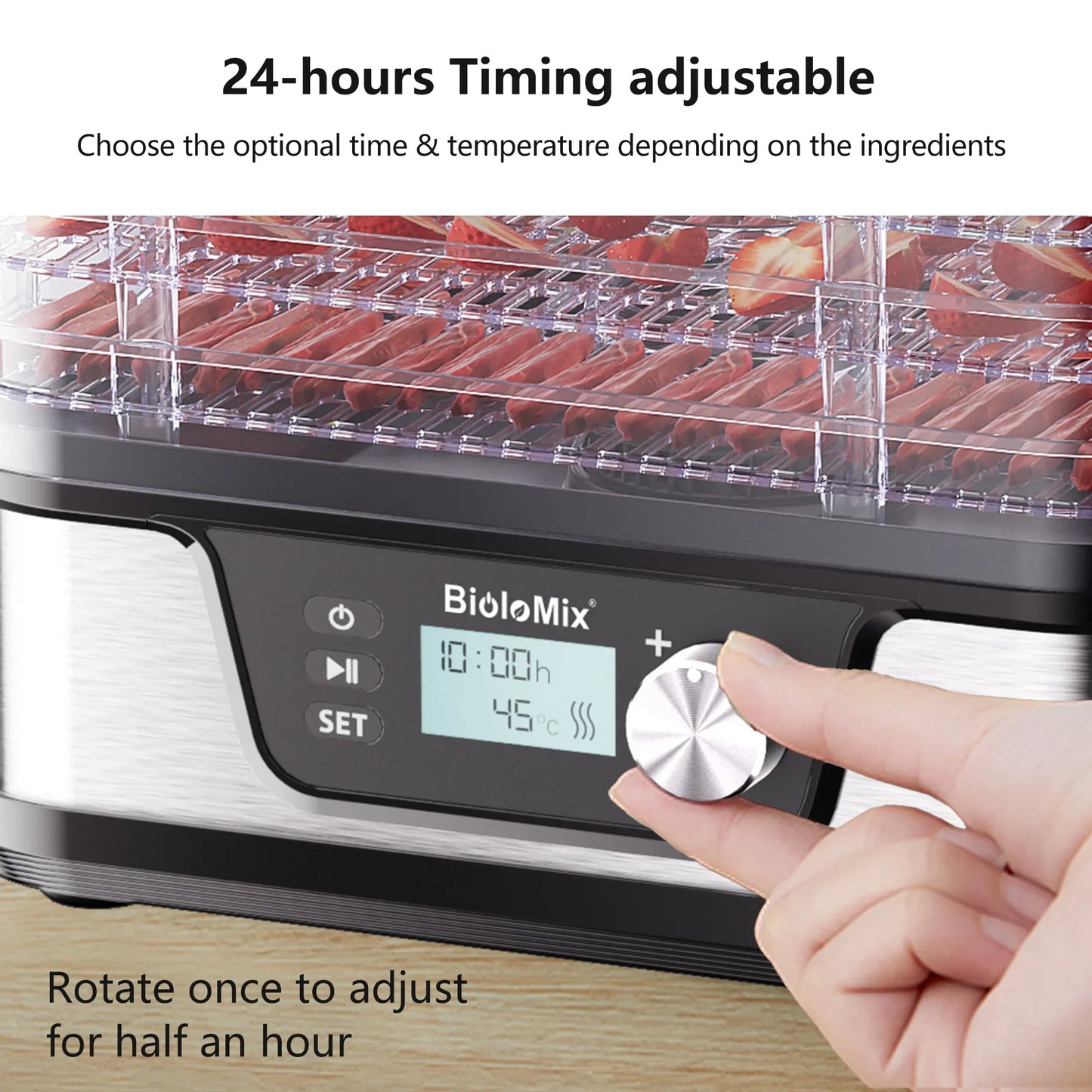 BioloMix 10L Food Dehydrator – 5 BPA-Free Trays, Digital Timer & Temp Control Kitchen Appliance Peaceful Pleasures Health and Wellness
